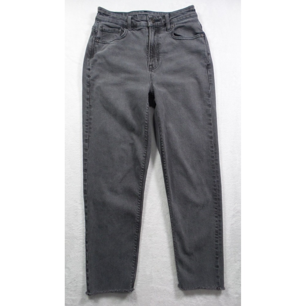 American Eagle Jeans‎ Womens Size 00 Gray Denim Mom Mid Rise Stretch Raw Hem